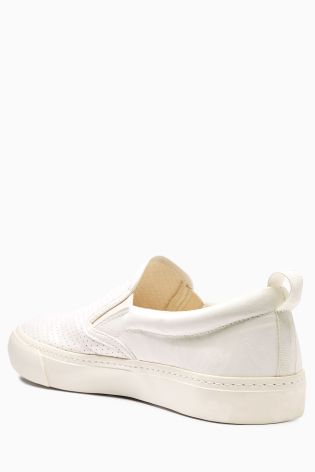 White Perforated Slip-On
